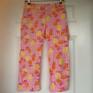 •Lilly Pulitzer• Pineapple Capri Crop Pants-Size 2